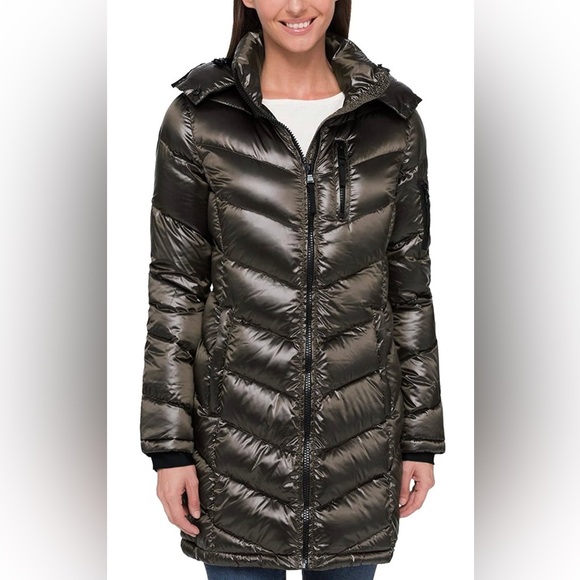 Andrew Marc Jackets & Blazers - Andrew Marc Long Down Feather Fill Dark Green Puffer Coat Hooded Packable Jacket